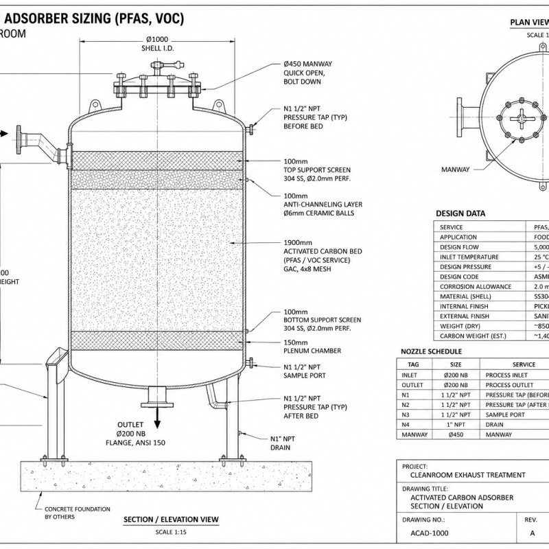 Activated Carbon Adsorber Sizing (PFAS, VOC)