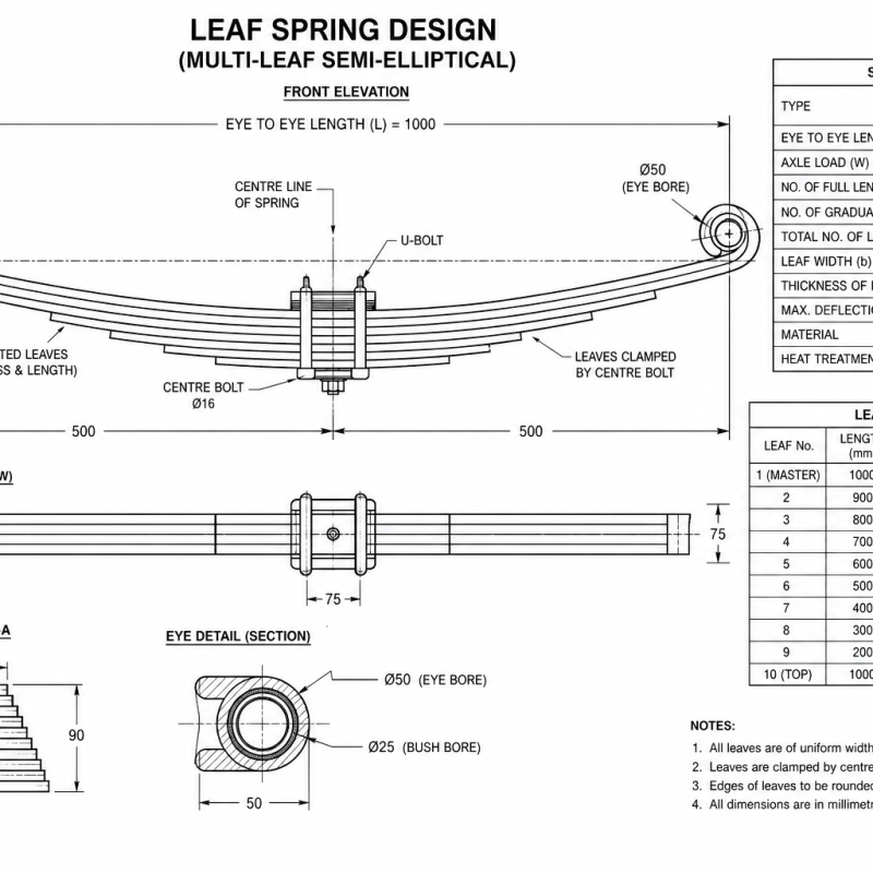 Leaf Spring Design (Multi-leaf semi-elliptical)