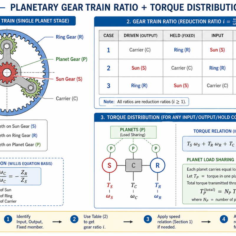 Planetary Gear Train Ratio + Torque Distribution