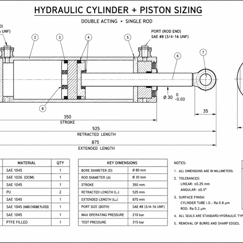 Hydraulic Cylinder + Piston Sizing