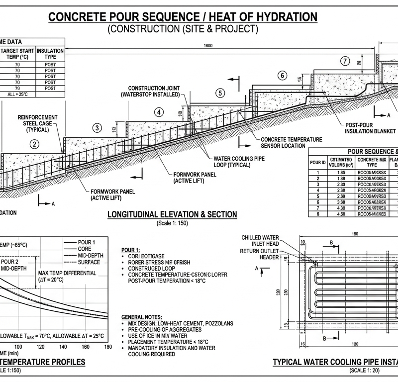 Concrete Pour Sequence / Heat of Hydration