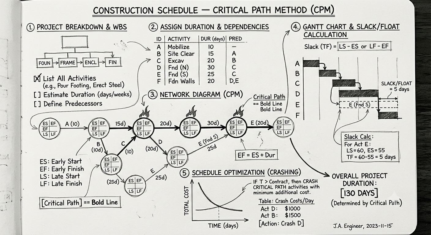 Construction Schedule — Critical Path (CPM)