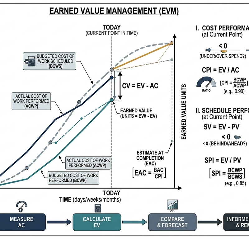 Earned Value Management (EVM) — SPI / CPI / EAC