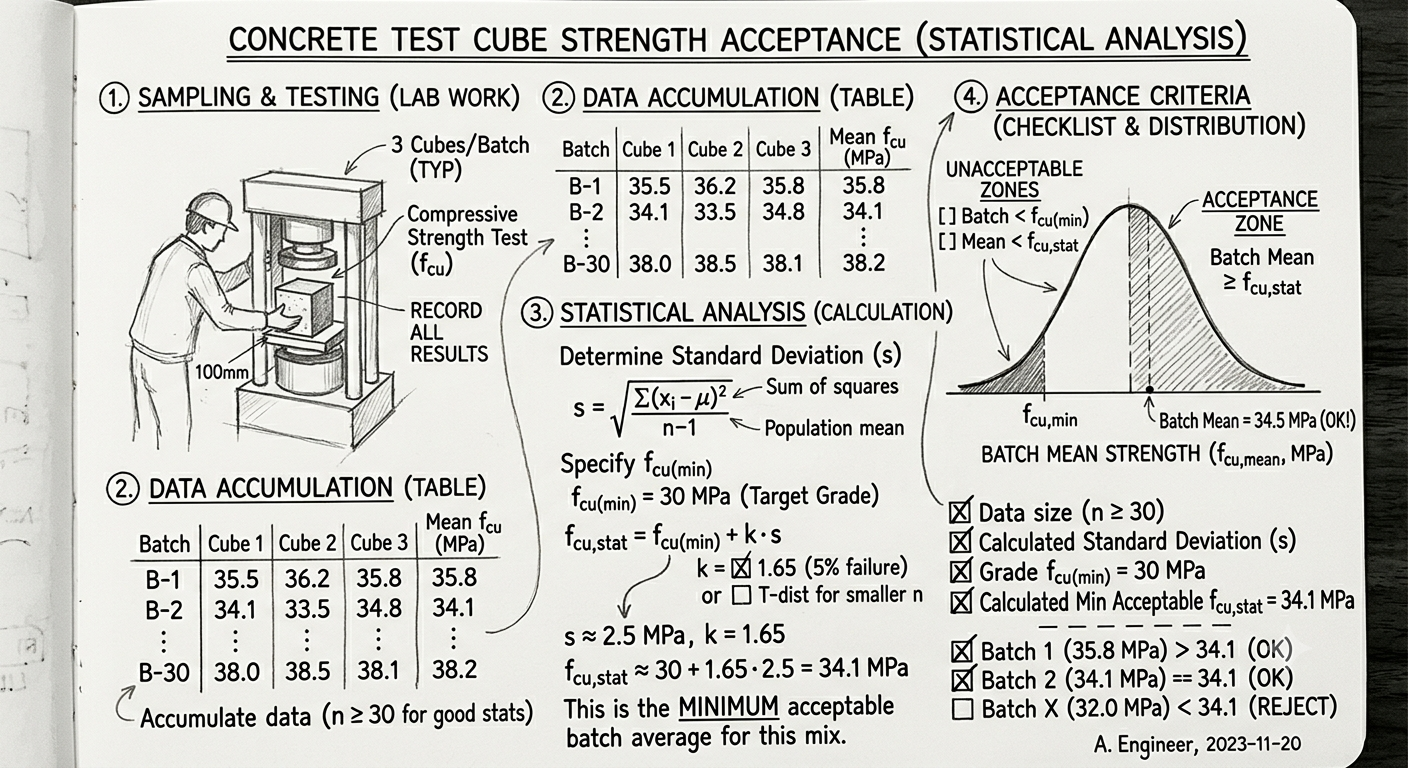 Concrete Test Cube Strength Acceptance (Statistical)