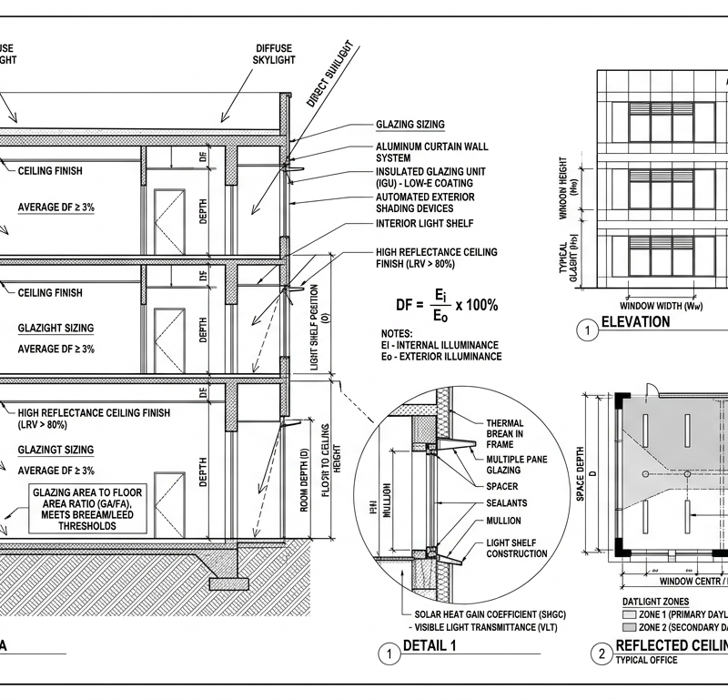 Daylight Factor + Glazing Sizing (BREEAM / LEED)
