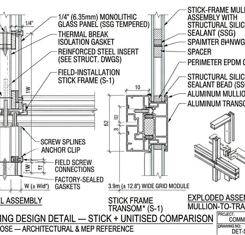 Structural Glazing — Stick + Unitised Design