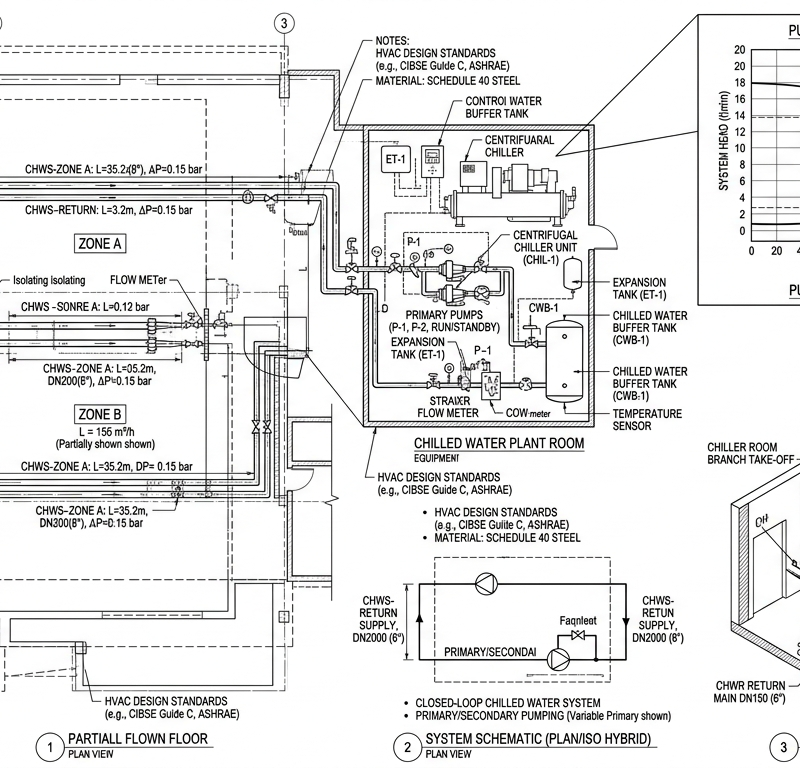 HVAC Chilled Water Pipe Sizing + Pump Head