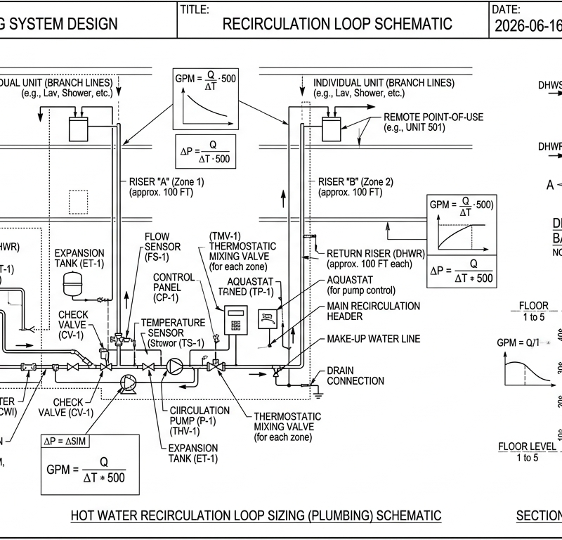 Hot Water Recirculation Loop Sizing (Plumbing)
