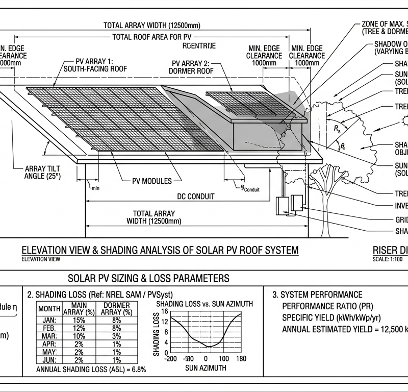 Solar PV Roof Sizing + Shading Loss
