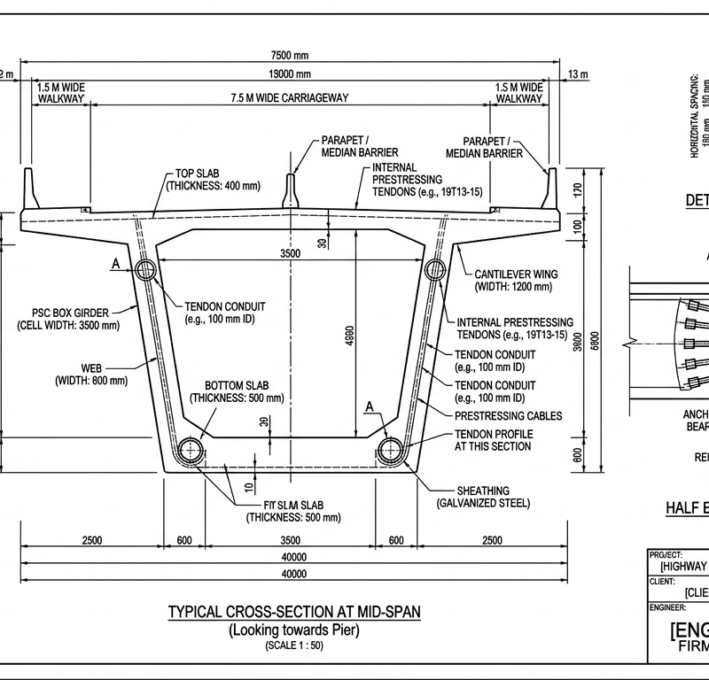 PSC Box Girder Bridge Design (Internal Tendons)