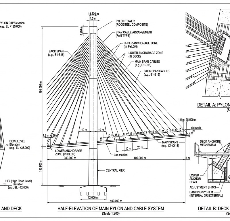 Cable-Stayed Bridge — Stay Cable + Pylon Design
