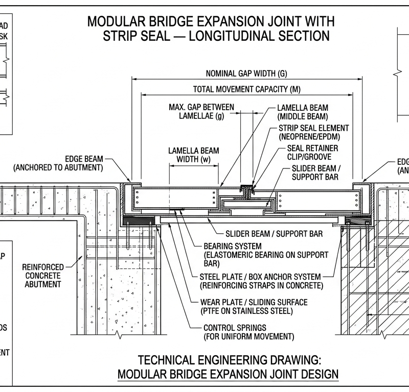 Bridge Expansion Joint — Modular + Strip Seal