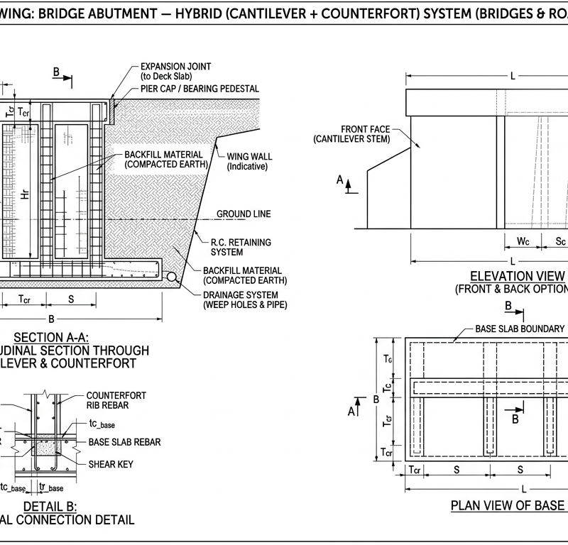 Bridge Abutment (Cantilever + Counterfort)
