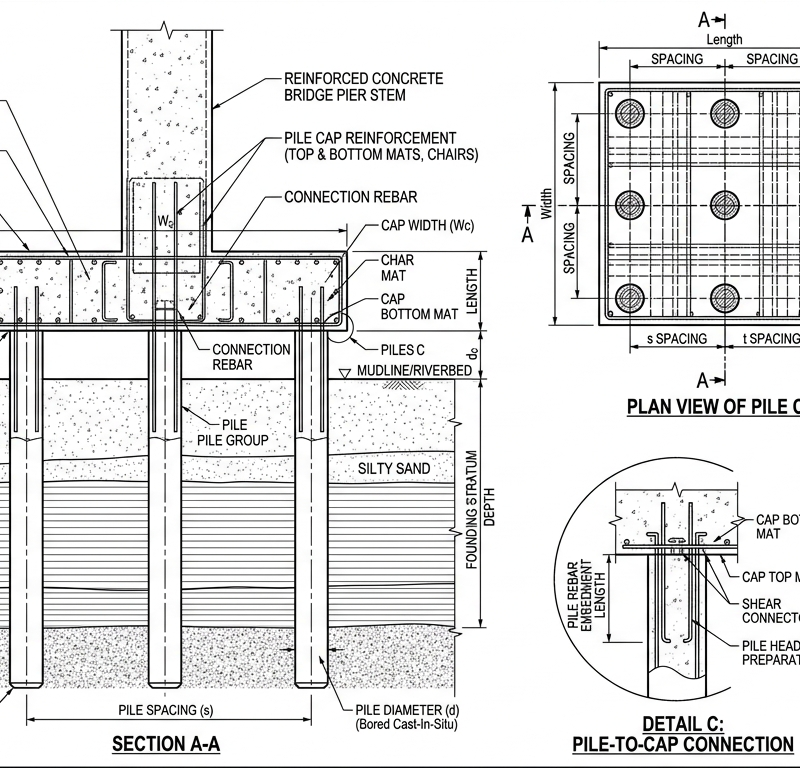 Bridge Foundation — Pile Cap + Pile Group