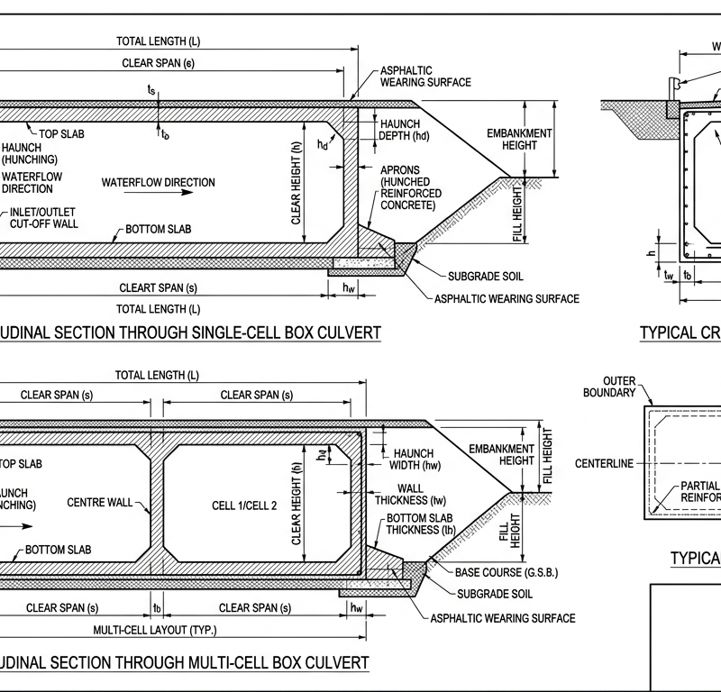 Box Culvert Design (RCC, Single + Multi-Cell)