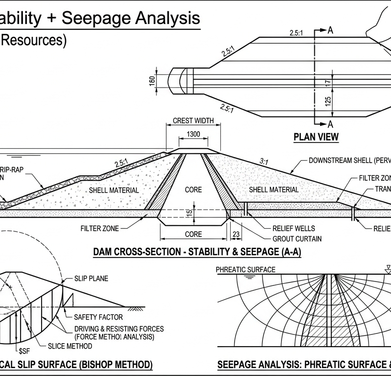 Earth Dam — Stability + Seepage Analysis