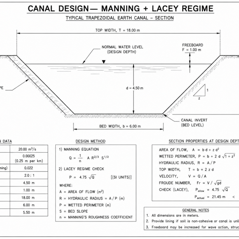 Canal Design — Manning + Lacey Regime