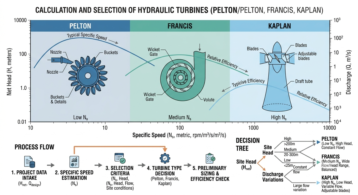 Hydraulic Turbine Selection (Pelton/Francis/Kaplan)