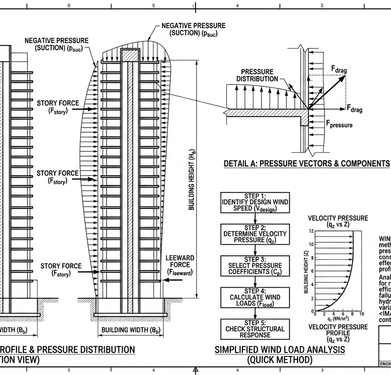 Building Wind Load — ASCE 7-22 / IS 875 Pt 3 (Tall Building)