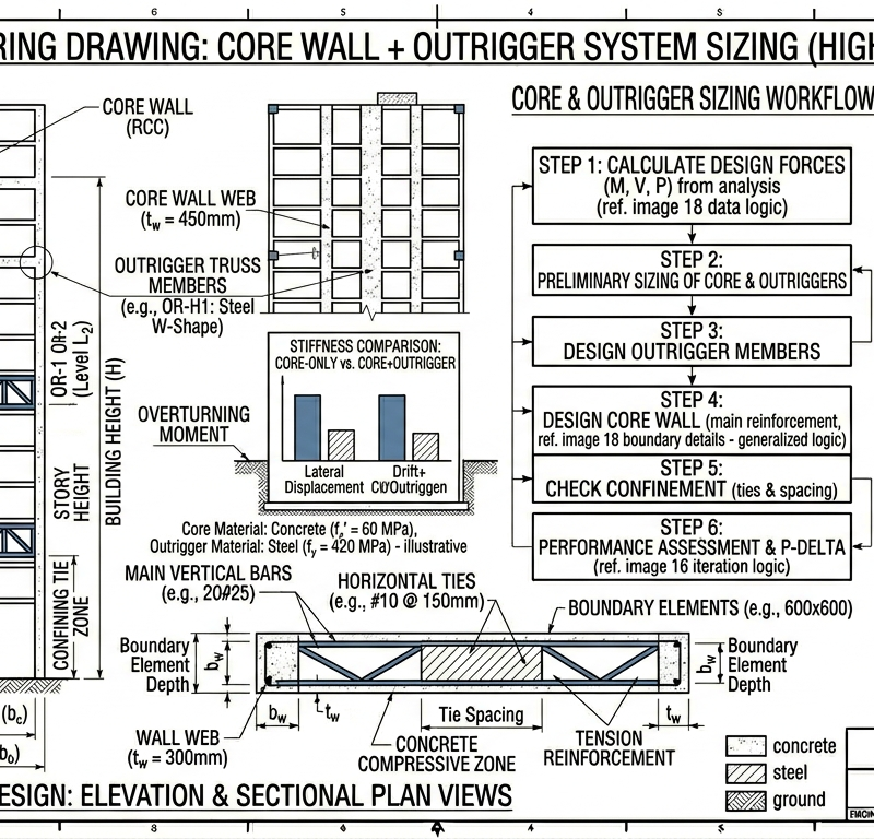 Core Wall + Outrigger System Sizing