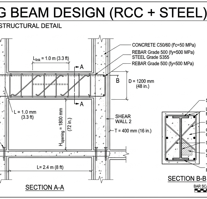 Coupling Beam Design (RCC + Steel)