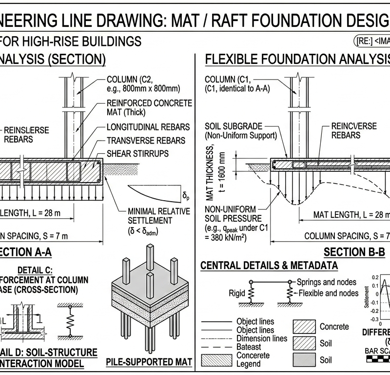 Mat / Raft Foundation Design (Rigid + Flexible)