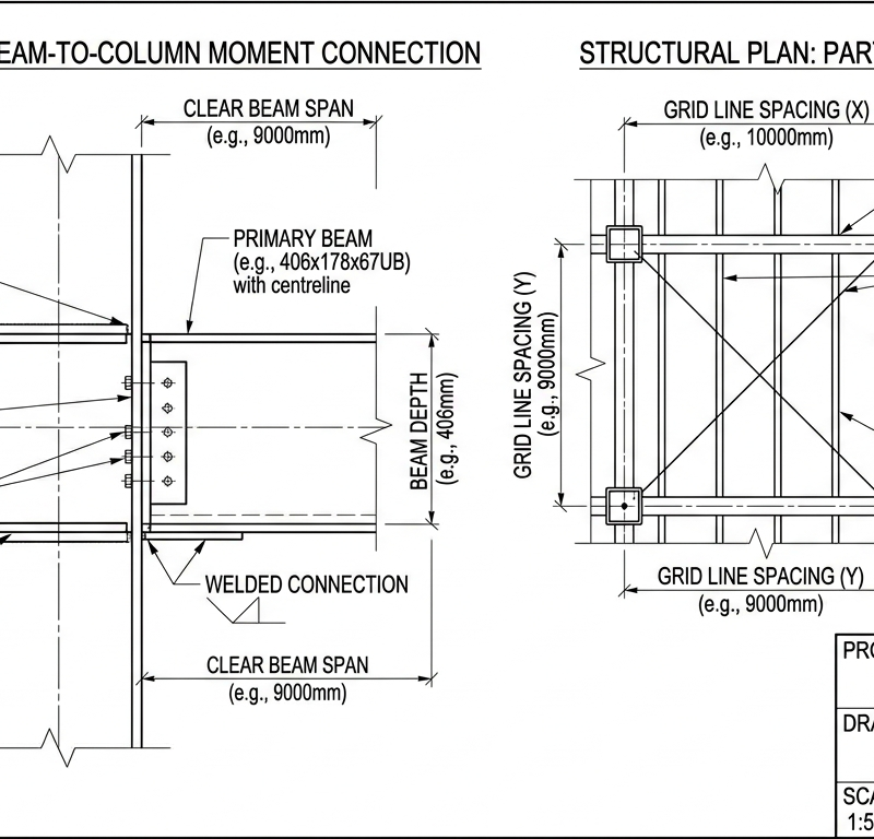 Steel Building Frame — AISC 360 + Connection Design