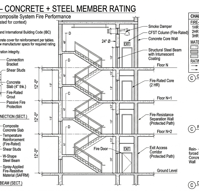 Fire-Resistance — Concrete + Steel Member Rating
