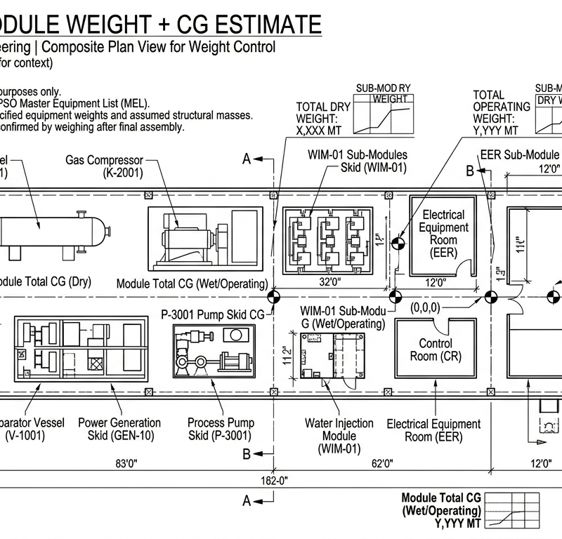 FPSO Topside Module Weight + CG Estimate