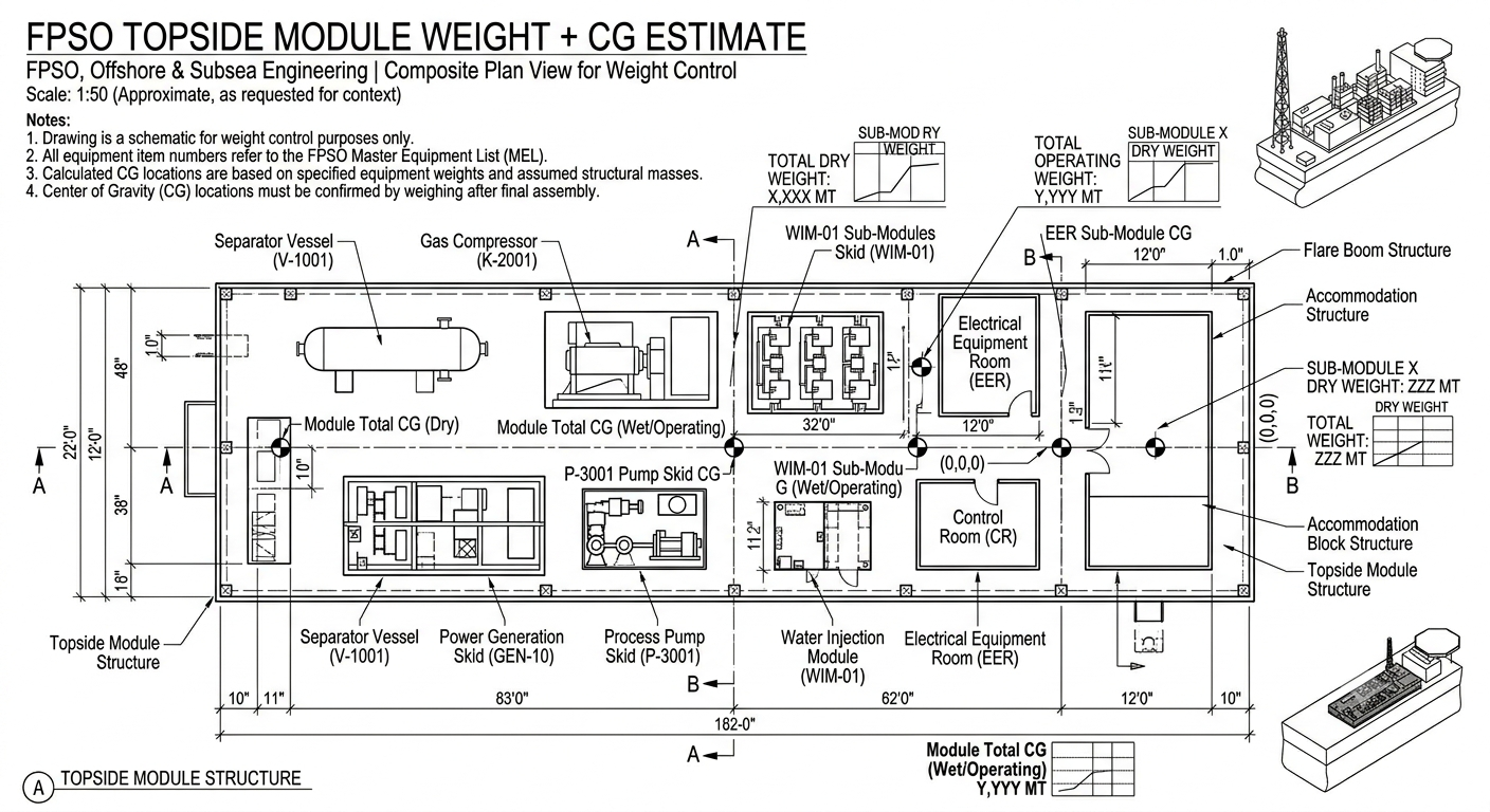 FPSO Topside Module Weight + CG Estimate