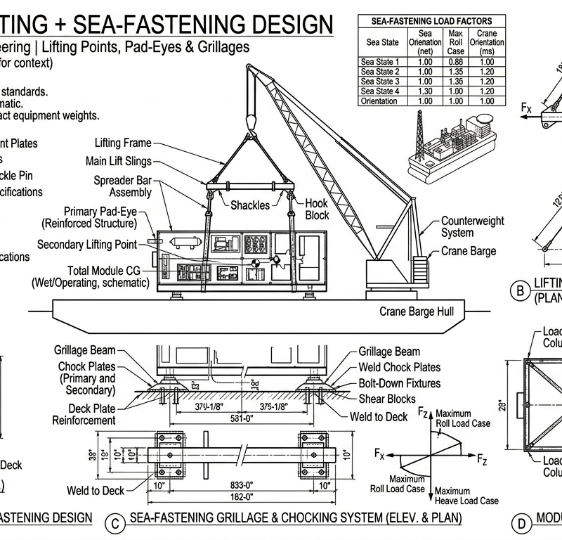 FPSO Module Lifting + Sea-Fastening Design