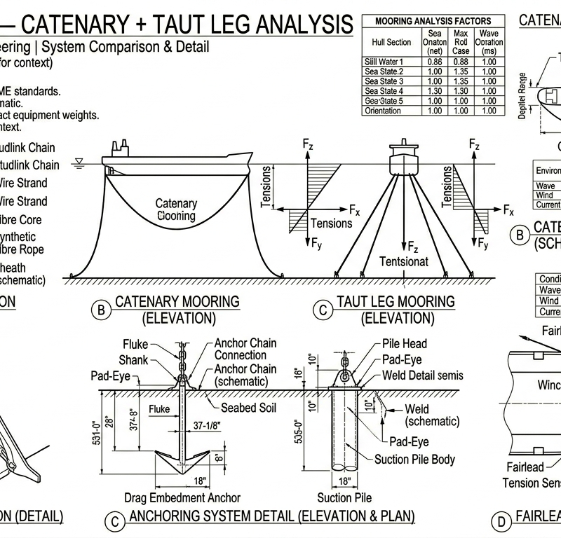 Mooring System — Catenary + Taut Leg Analysis
