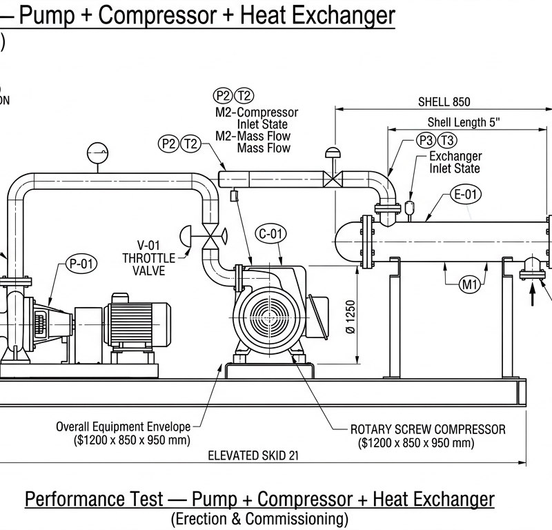 Performance Test — Pump + Compressor + Heat Exchanger