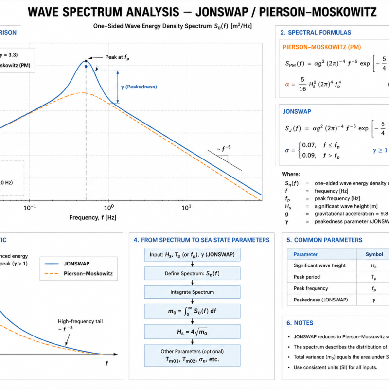 Wave Spectrum Analysis — JONSWAP / Pierson-Moskowitz