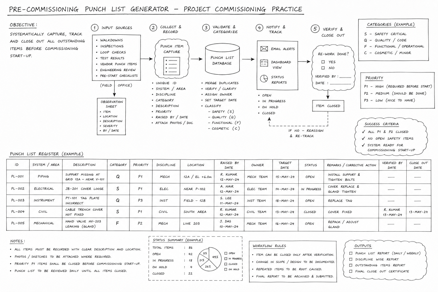 Pre-Commissioning Punch List Generator