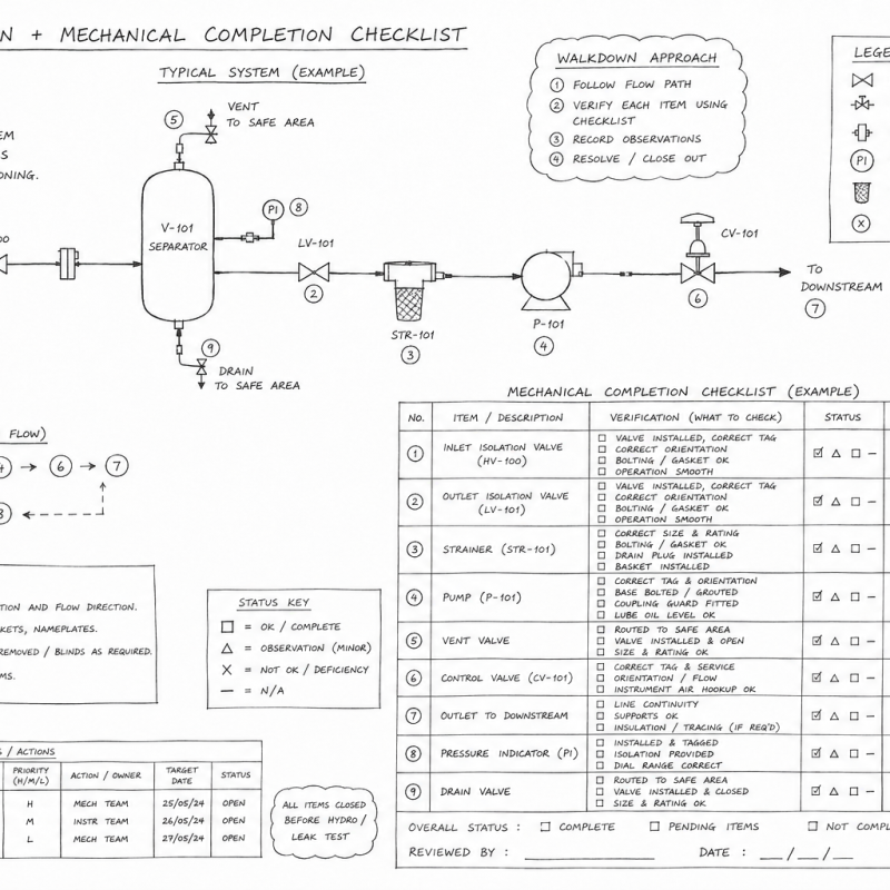System Walkdown + Mechanical Completion Checklist