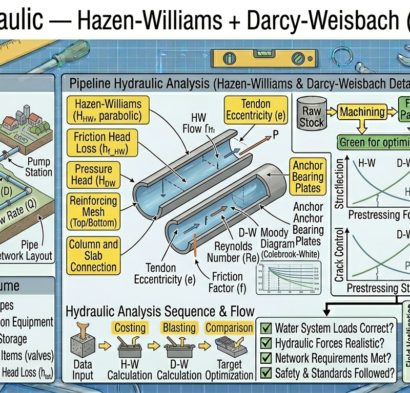 Pipeline Hydraulic — Hazen-Williams + Darcy-Weisbach Compare