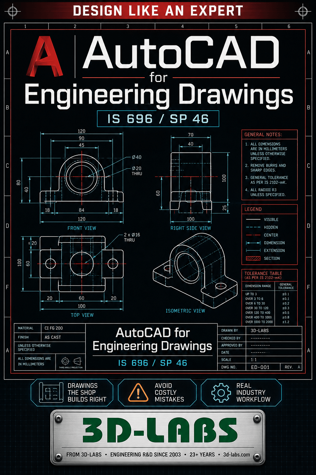 AutoCAD for Engineering Drawings — IS 696 / SP 46 - Engineering Spreadsheet by 3D-LABS