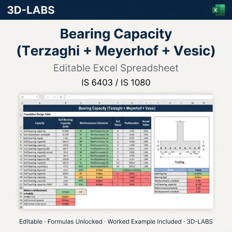 Bearing Capacity (Terzaghi + Meyerhof + Vesic)