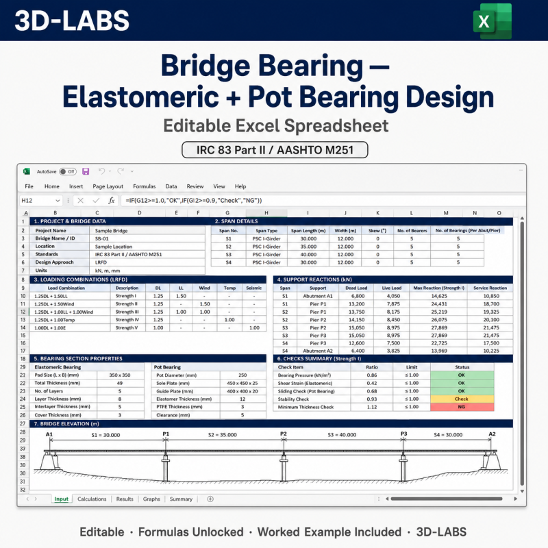 Bridge Bearing — Elastomeric + Pot Bearing Design