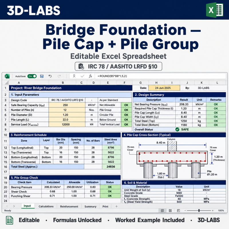 Bridge Foundation — Pile Cap + Pile Group