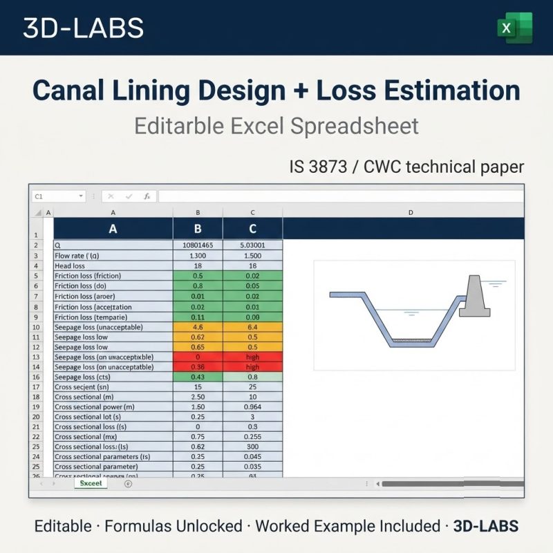 Canal Lining Design + Loss Estimation