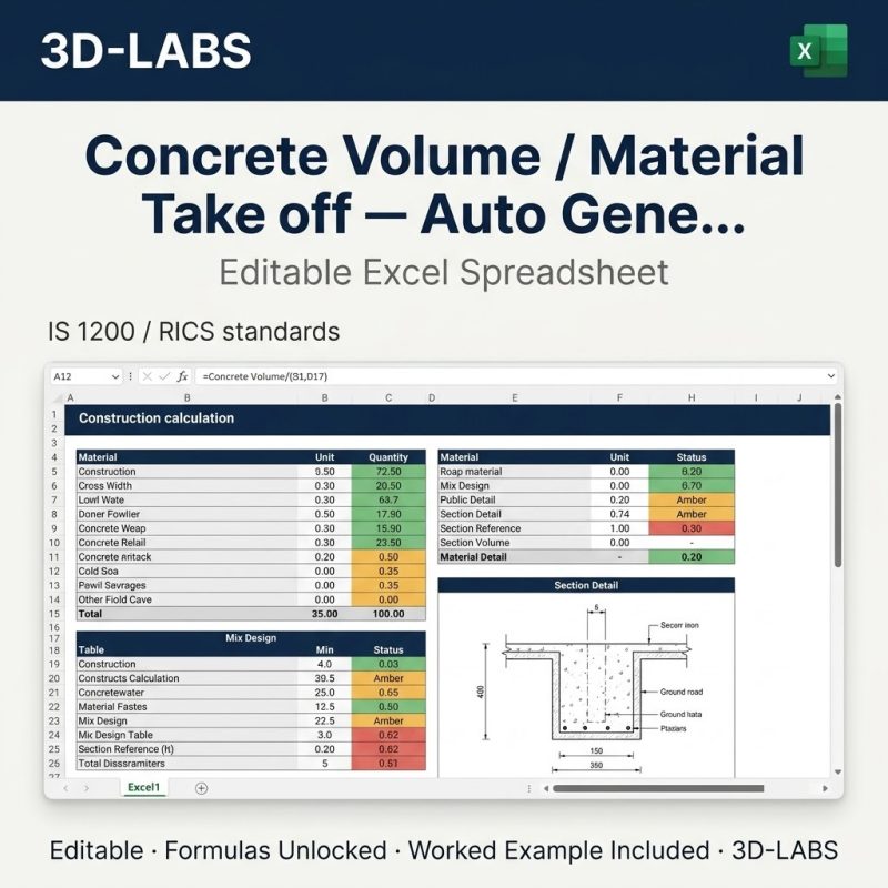 Concrete Volume / Material Take-off — Auto Generator