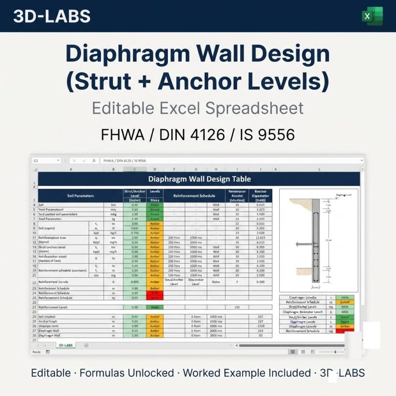 Diaphragm Wall Design (Strut + Anchor Levels)