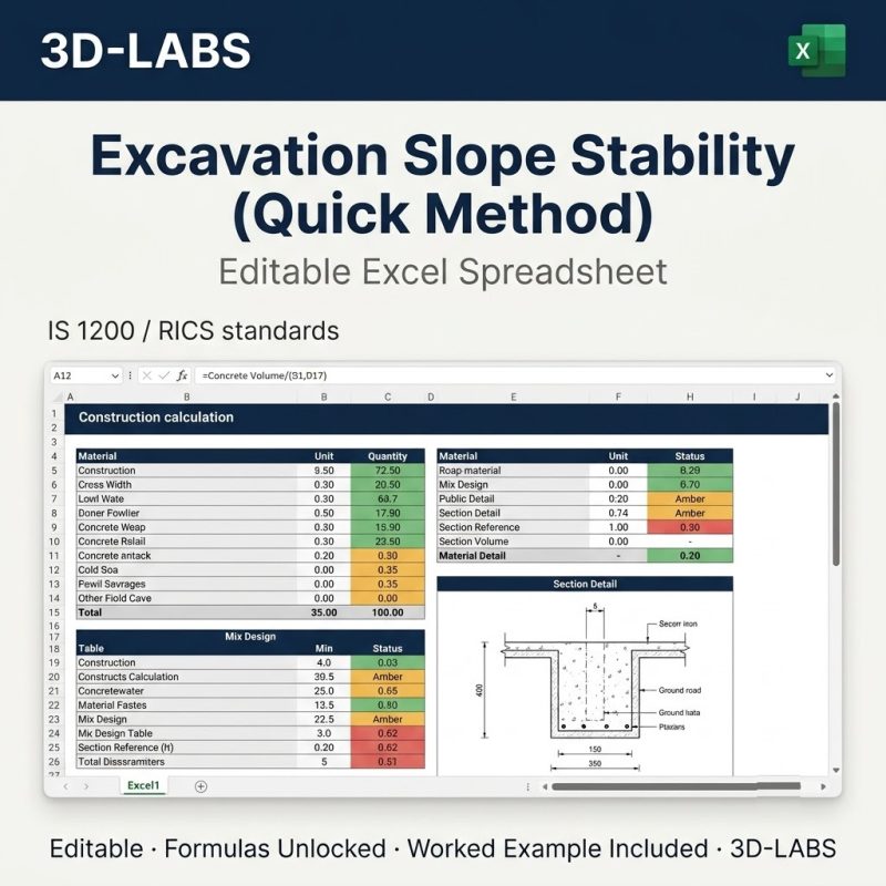 Excavation Slope Stability (Quick Method)
