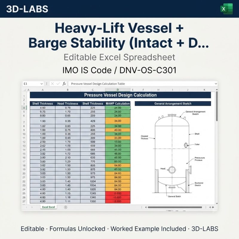 Heavy-Lift Vessel + Barge Stability (Intact + Damaged)