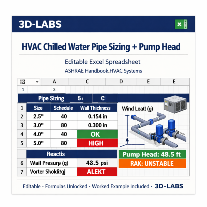 HVAC Chilled Water Pipe Sizing + Pump Head