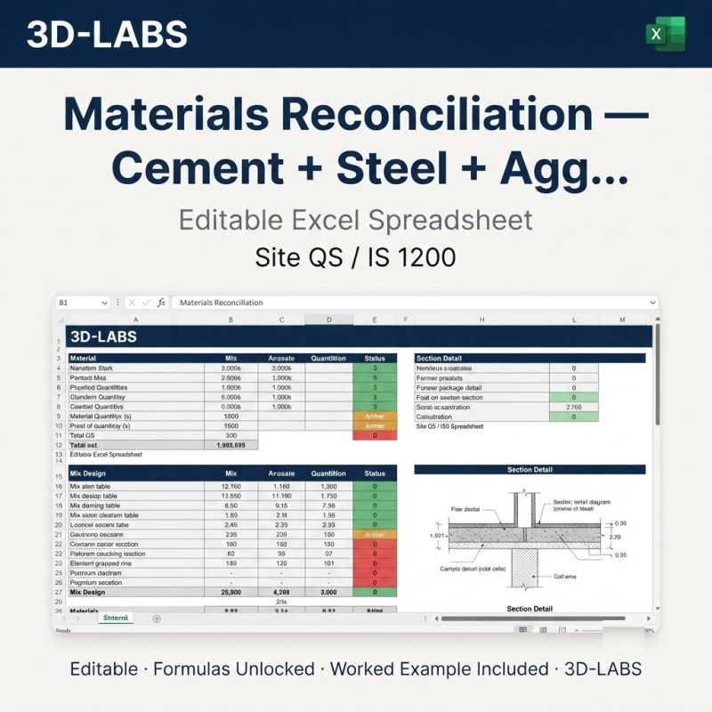 Materials Reconciliation β Cement + Steel + Aggregate