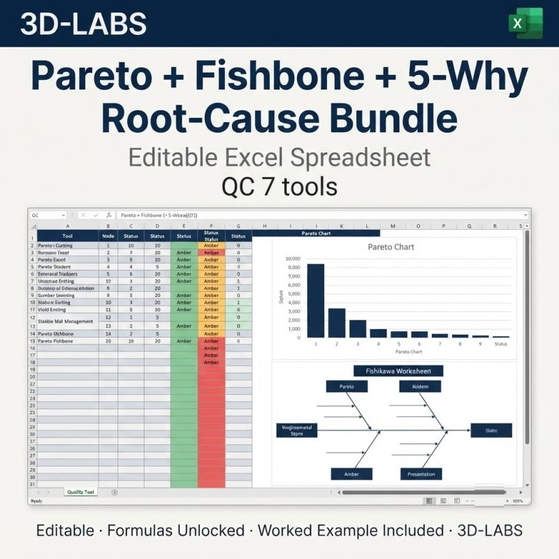 Pareto + Fishbone + 5-Why Root-Cause Bundle