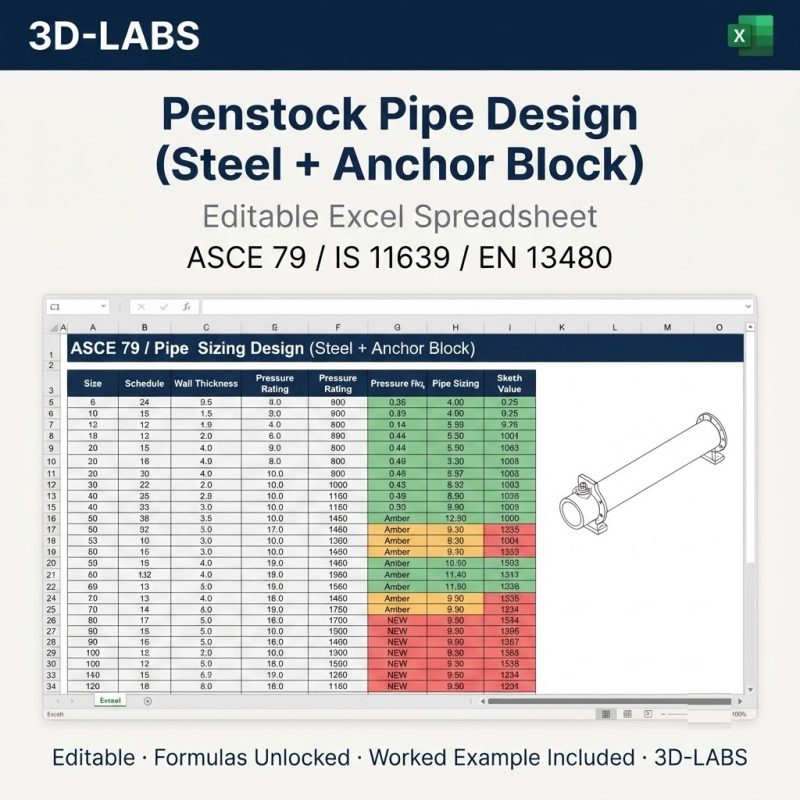 Penstock Pipe Design (Steel + Anchor Block)
